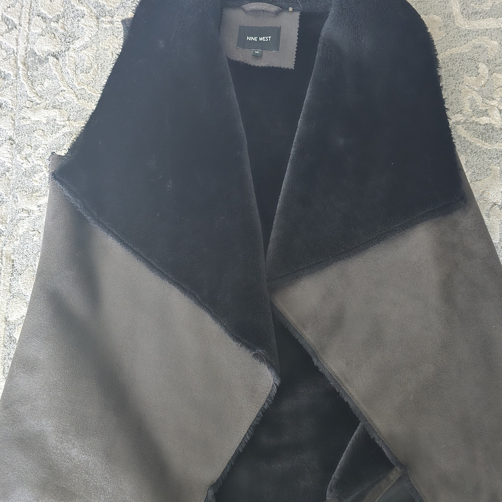 Nine West Black Faux Fur Vest